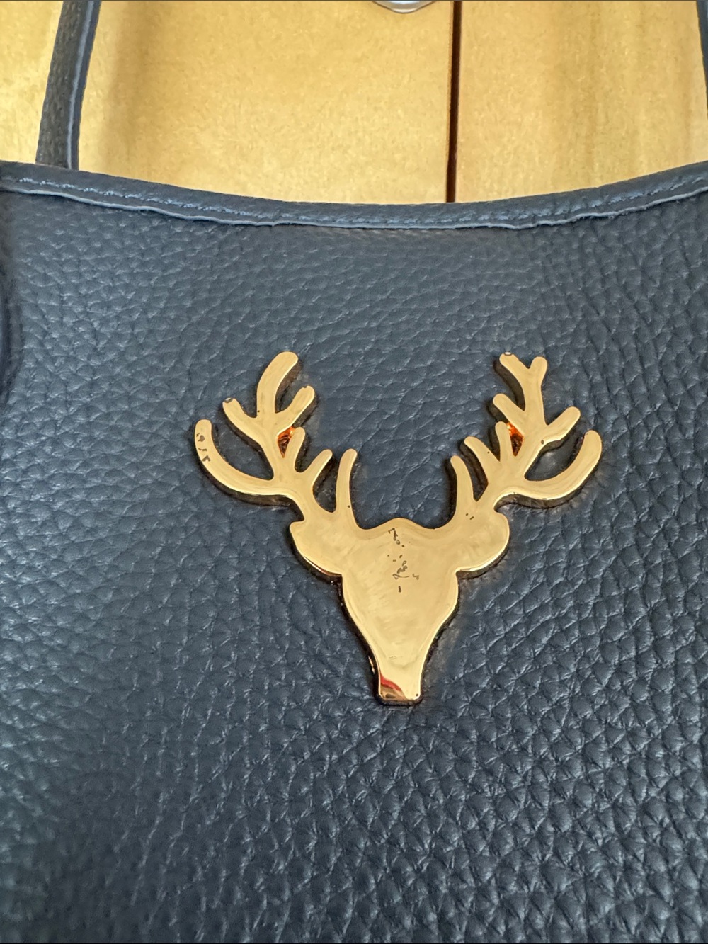 Taxidermy Navy Tote Bag Carryall with Gold Stag Accent - Liz Medium - Picture 2 of 9